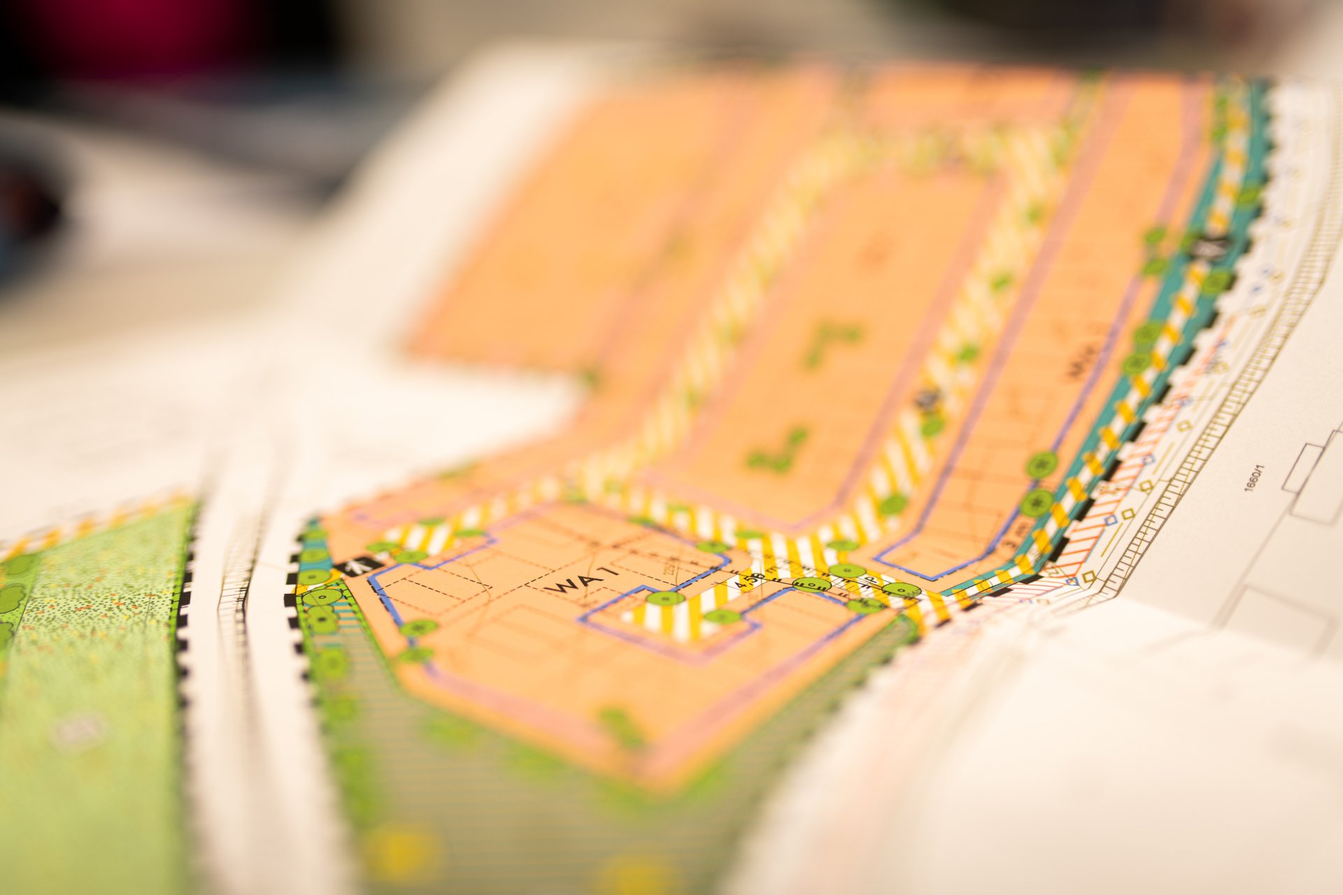 Close-up view of a development plan.