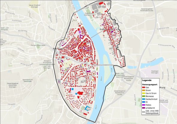 Gas consumption in the Kitzingen Old Town study area.