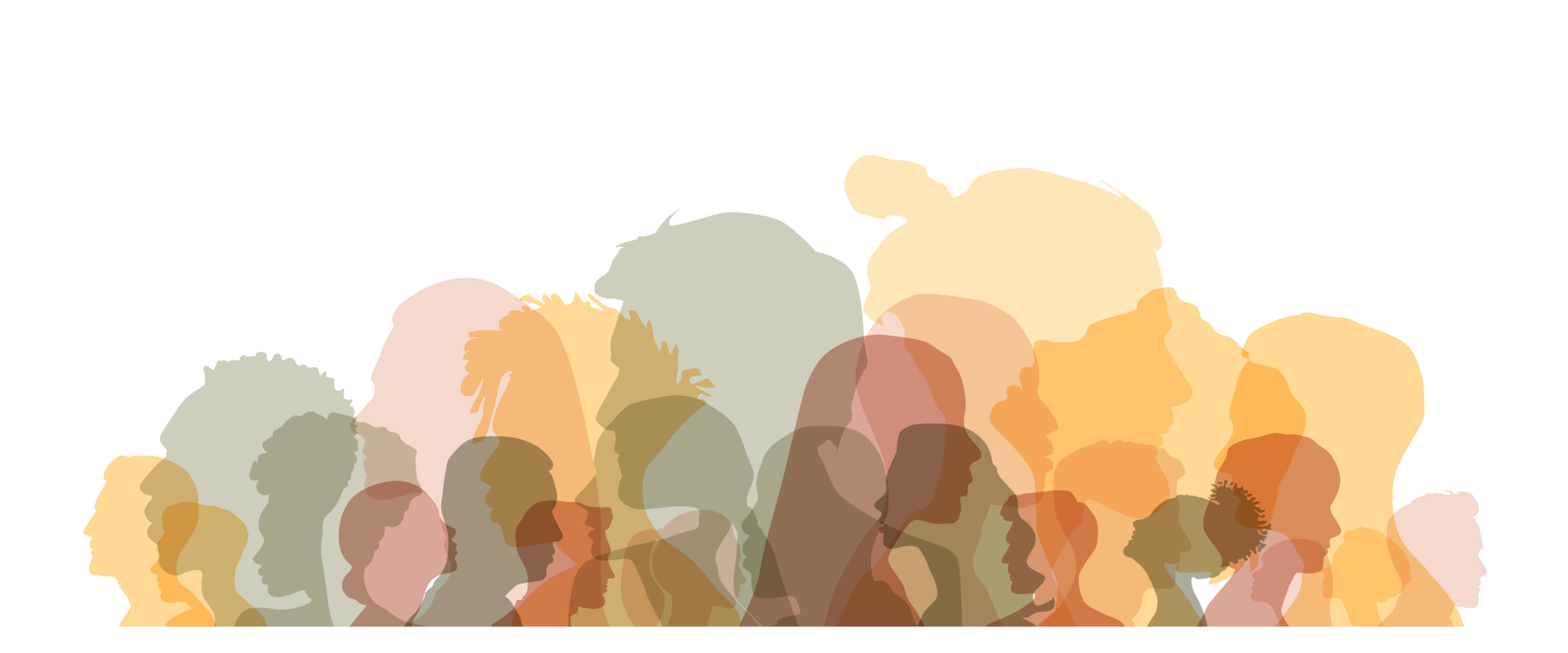 Integration Kopfumrisse in verschiedenen Farben. Die Silhouetten lassen auf Menschen aus verschiedenen Ländern schließen.