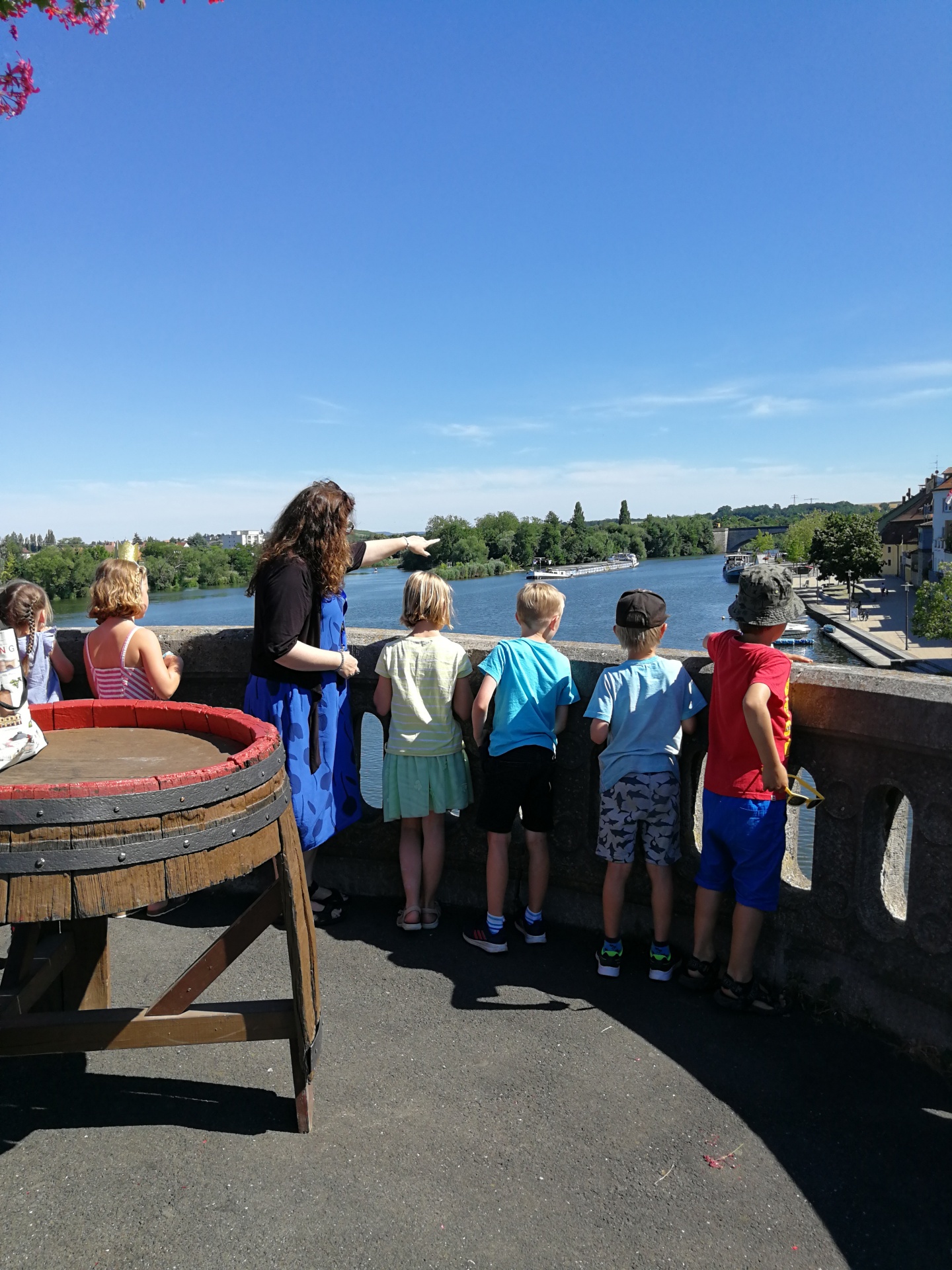Children look out over the Main near Kitzingen