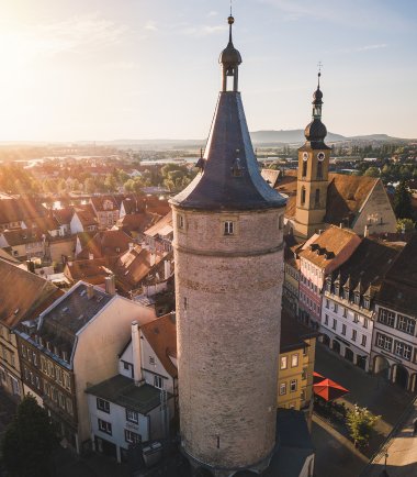 Market tower photographed from the air