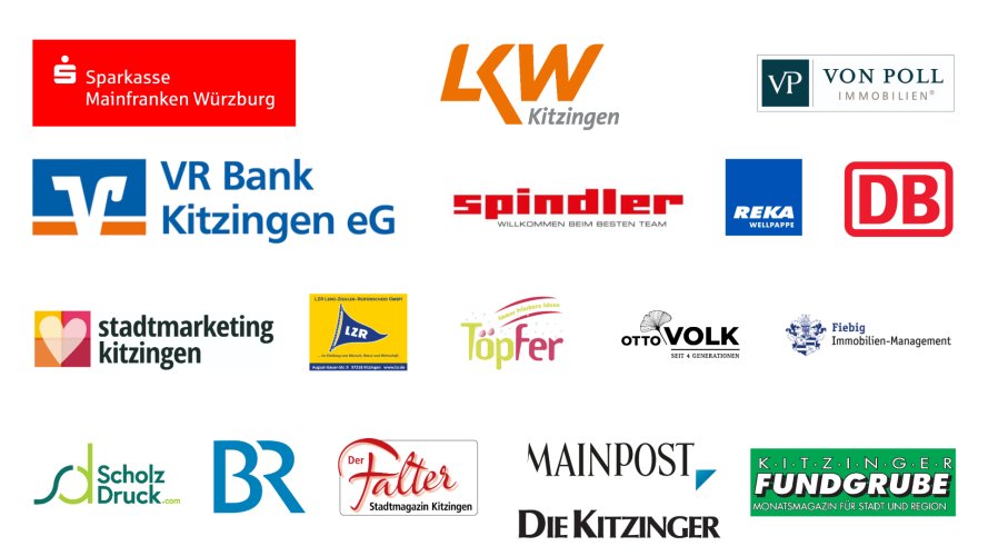 Logo Collage Sponsors World Press Photo Logo collage of all sponsors of World Press Photo: Sparkasse Mainfranken, LKW Kitzingen, von Poll Immobilien, VR Bank Kitzingen eG, Autohaus Spindler, Reka, Deutsche Bahn, Stadtmarketingverein, LZR, Töpfer, Otto Volk, Fiebig Immobilienmanagement, Scholz Druck, BR, Der Falter, MainPost, Die Kitzinger and the Kitzinger Fundgrube