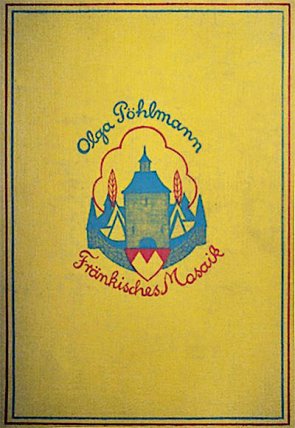Buchcover "Fränkisches Mosaik". Blau und rote Zeichnung auf gelbem Grund.
