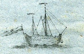Zeichnung des Handelsschiffes Ludwig I mit dem Olga Pöhlmann nach Rotterdam reiste.