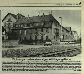 Zeitungsartikel in der Kitzinger Zeitung vom 25. November 1998 über den Abriss des Fabrikgebäudes.