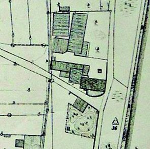 Ausschnitt aus dem Katasterplan aus dem Jahr 1883.