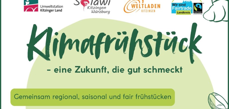 Plakat mit Einladung zum Klimaschutzfrühstück in Kitzingen.