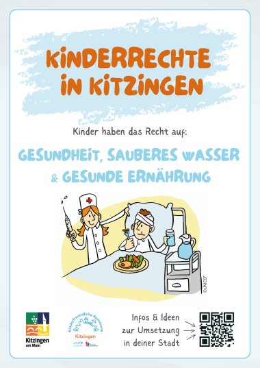 Kinderrechteschild Gesundheit, sauberes Wasser und gesunde Ernährung